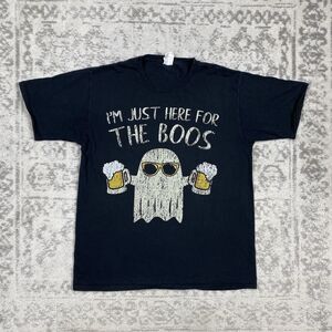 I'm Just Here For The Boos Men's T-Shirt Halloween Drinking Black Size Large